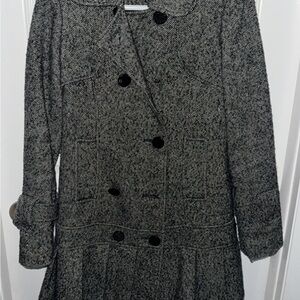 Well love black and gray ruffled pea coat - thick and heavy!